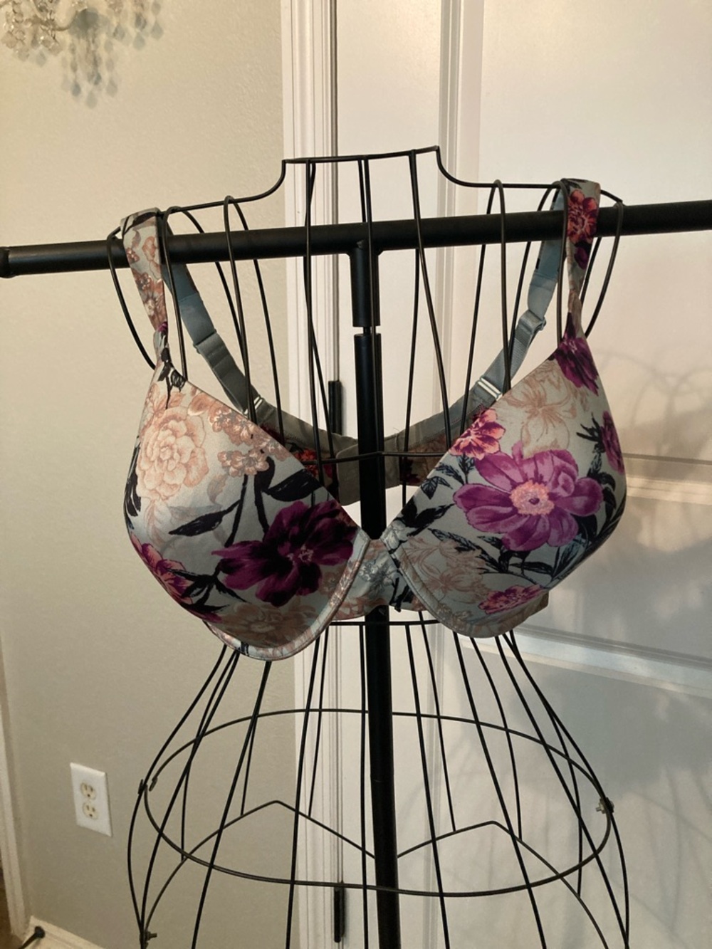Soma Floral Print Bra - Purple and Cream